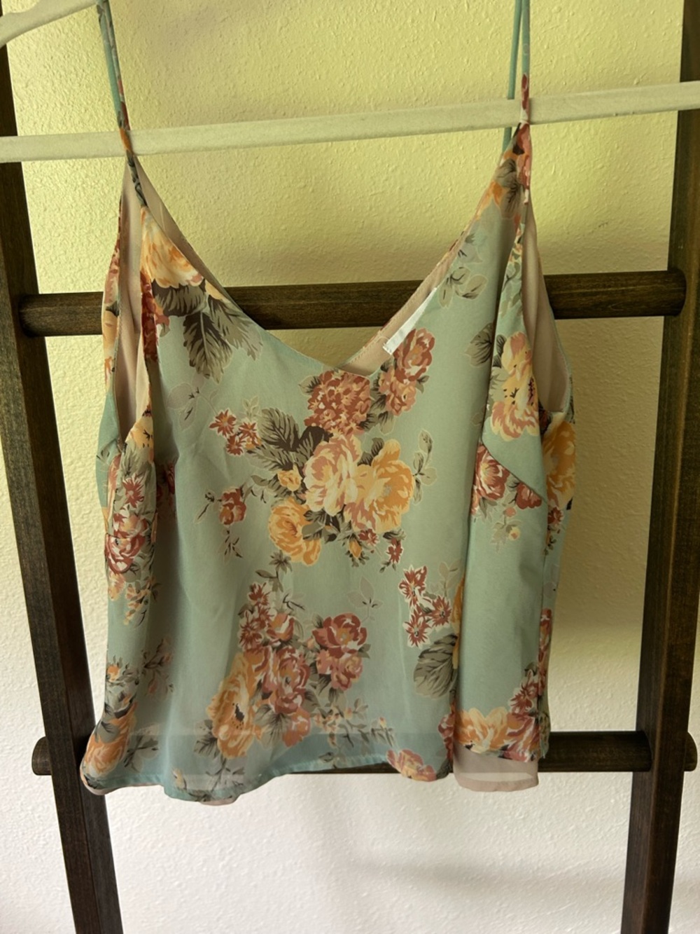 Lush Floral Slip Cami in Mint Green and Yellow